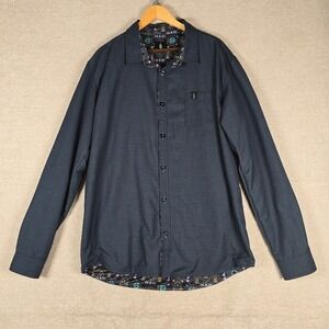 Threyda Mens Gray Button Down Shirt Serial 199 Visionary Art Liner 3XL LS